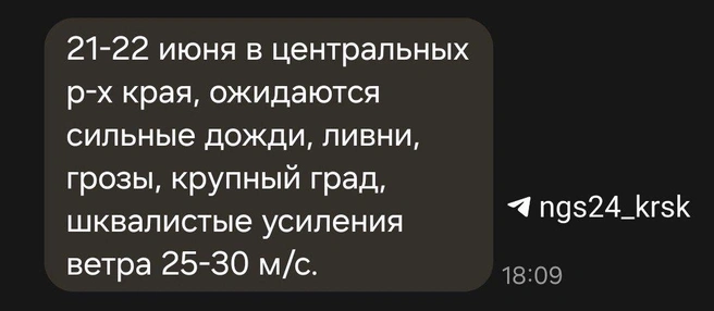 Такие предупреждения рассылает МЧС | Источник: Читатель NGS24.RU