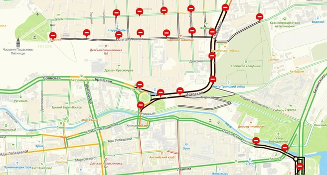 Перекрытия на карте выглядят угрожающе | Источник: 2gis.ru