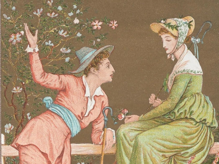 Влюбленные пастух и пастушка. Открытка-валентинка. Уолтер Крейн, 1876 | Источник: Legion Media 