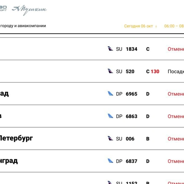 Источник: скриншот он-лайн табло «Шереметьево»