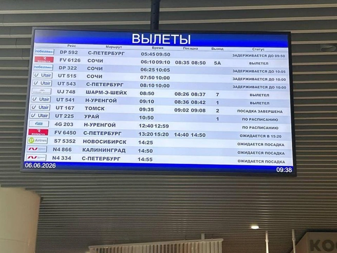 Расписание вылета корректируется несколько раз | Источник: 72.RU
