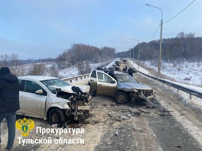 Фото с места ДТП на трассе Тула-Щекино | Источник: Прокуратура Тульской области