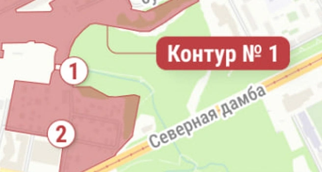 При увеличении карты хорошо видно участки, заходящие в долину реки  | Источник: Юрий Скулыбердин / Городские медиа