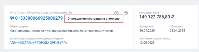 «Галя, у нас опять отмена» | Источник: «Госзакупки»