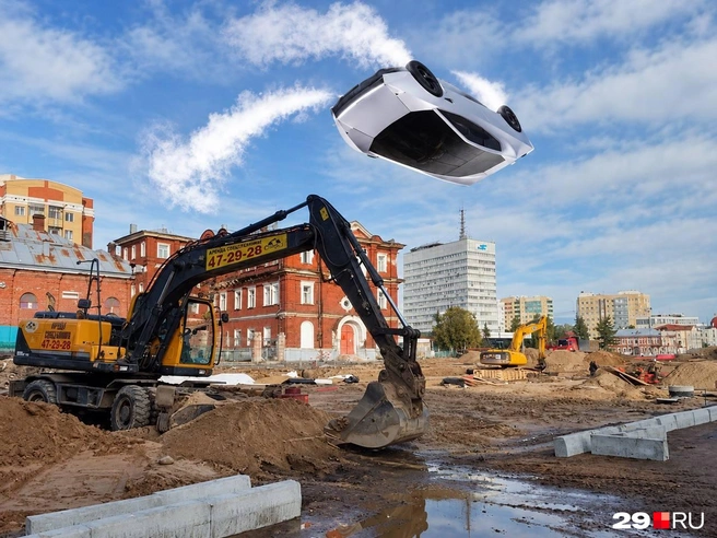 Работы на площади Профсоюзов тянутся с 2023 года | Источник: Администрация Архангельска / GPT / Марина Чижова / 29.RU