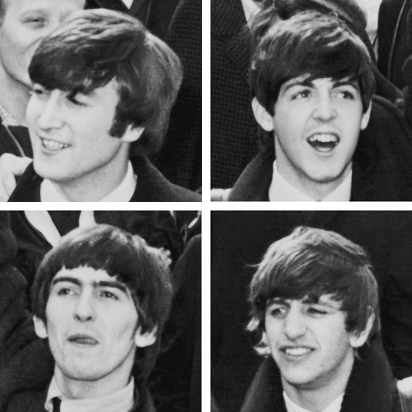 The Beatles в 1964 году; по часовой стрелке слева вверху: Джон Леннон, Пол Маккартни, Ринго Старр и Джордж Харрисон | Источник: Public domain, via Wikimedia Commons
