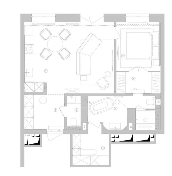 Планировка квартиры в Ижевске, проект студии Marmel Home | Источник: Marmel Home
