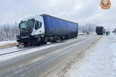 Два грузовика столкнулись под Ярославлем, бензин разлился на трассу
