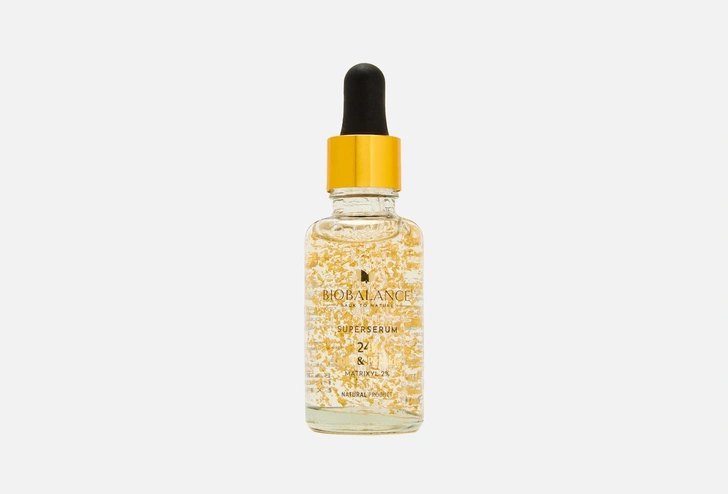 Антивозрастная сыворотка для лица с пептидами BIOBALANCE 24K GOLD & PEPTIDE MATRIXYL 2% SUPER SERUM