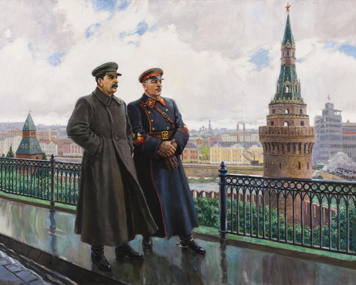 Александр Герасимов «Сталин и Ворошилов в Кремле», 1940–1950-е годы. | Источник: пресс-служба аукциона