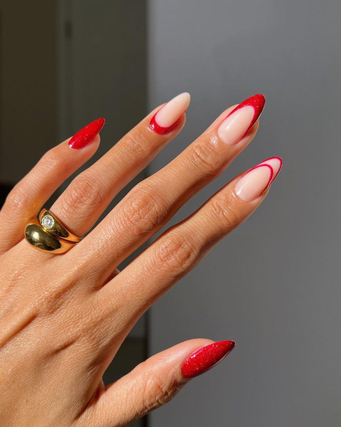 Красный френч на длинные и короткие ногти: фото лучших идей французского маникюра