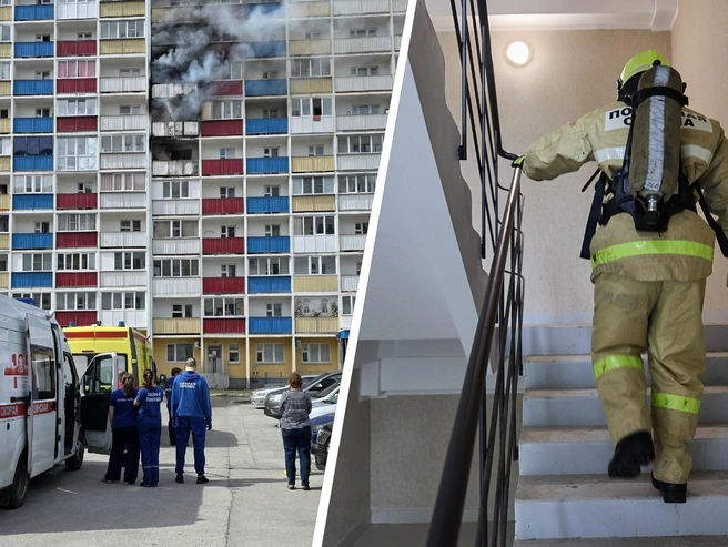 Пламя охватило несколько этажей | Источник: «Моя Первомайка» / «ВКонтакте» | Александр Ощепков / NGS.RU