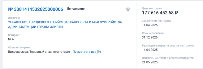 Закупка для Элисты | Источник: «Госзакупки»