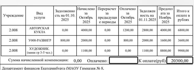 Екатеринбурженка показала, сколько платит за дополнительные занятия в школе | Источник: читательница E1.RU