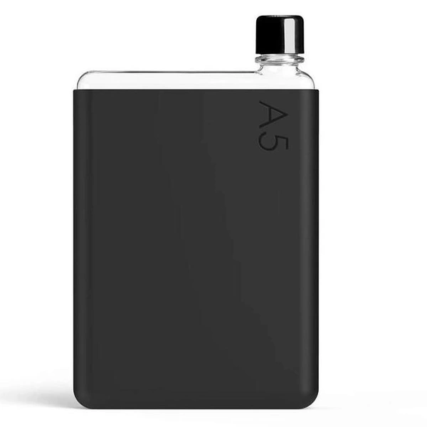 Бутылка в форме фляги с чехлом A5 Memobottle Black 