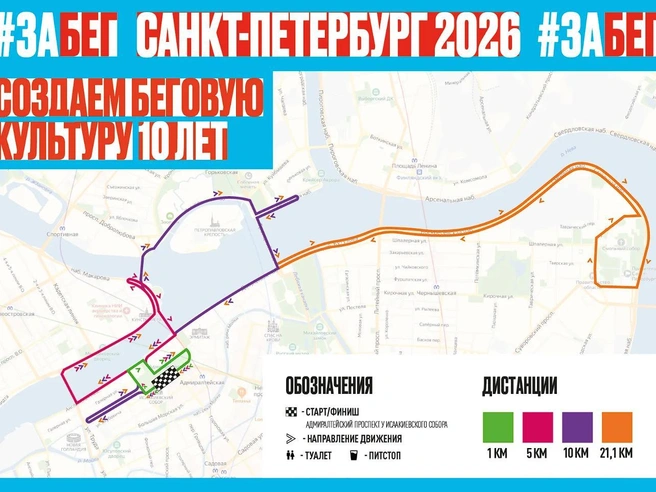 Схема маршрута полумарафона | Источник: забег.рф