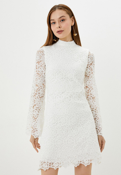 Белое гипюровое мини-платье