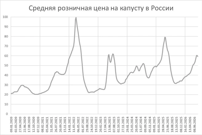 Цены на капусту | Источник: Росстат, Фонтанка.ру