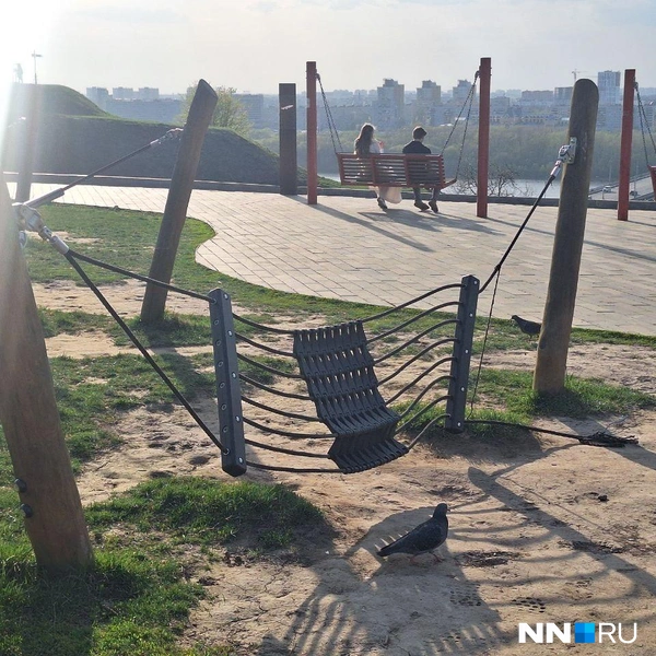 В парке сломался гамак | Источник: Валерия Коростелева / NN.RU