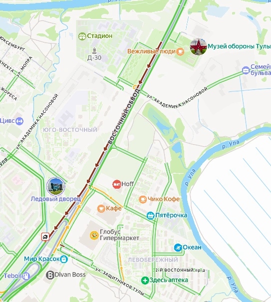 Пробка в месте ДТП | Источник: yandex.ru/maps
