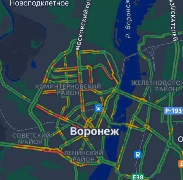 Пробки в Воронеже утром 15 сентября — 5 баллов | Источник: Яндекс.Пробки / yandex.ru