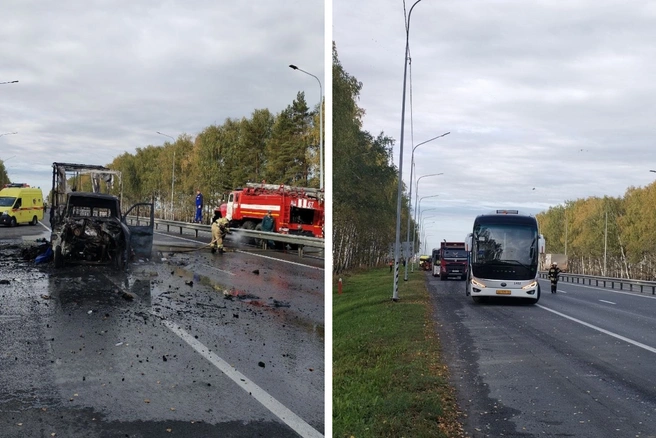 Машина выгорела | Источник: ЧС Тюмень / Vk.com