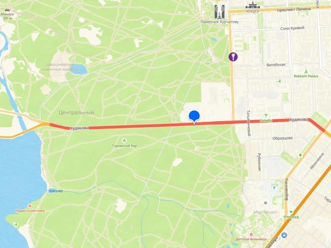 Добраться до центра по Худякова быстро не получится | Источник: 2gis.ru