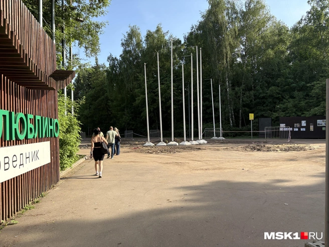 В парке уже начали демонтировать плитку | Источник: Софья Чатинян / MSK1.RU