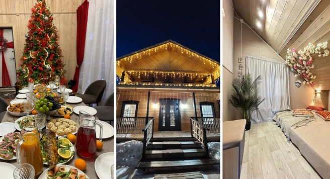 В Якутске на 31 декабря можно снять в аренду дом для празднования Нового года | Источник: «Барнхаус у ркеи», «Wood.villa.ykt», «Душевный"/ 2gis