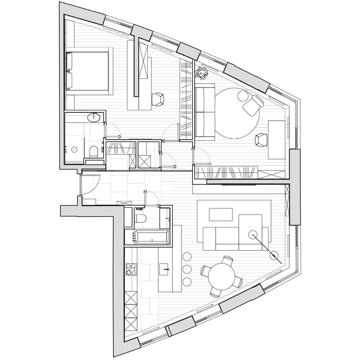 План квартиры 110 м². Проект Жанны Денишевой.