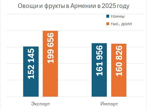 Таможенная статистика Армении по овощам и фруктам | Источник: «Фонтанка.ру»