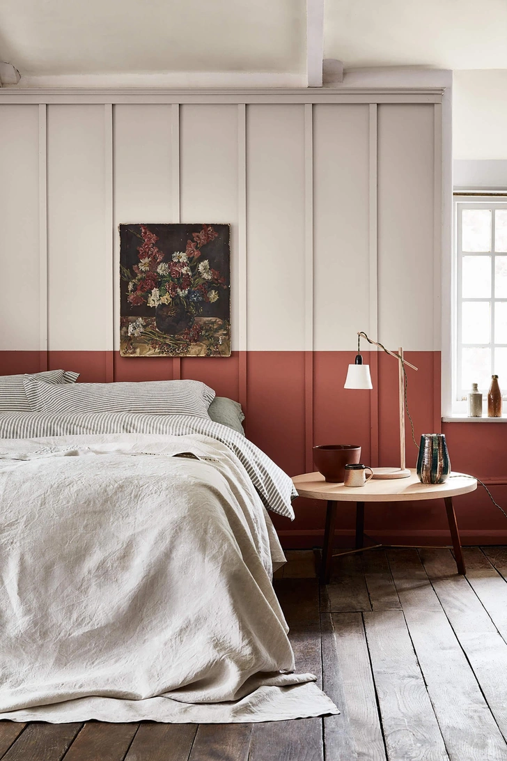 Оттенки Tuscan Red LG140, French Grey LG113, все — Little Greene. | Источник: Manders.ru