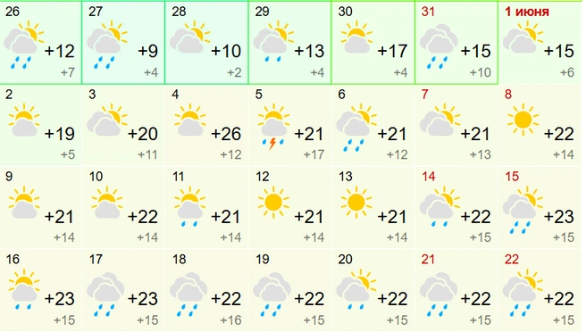 Погода в Алтайском крае на июнь | Источник: Gismeteo