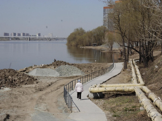 Участок дорожки, выложенный бетонными плитами | Источник: Стас Соколов / NGS.RU