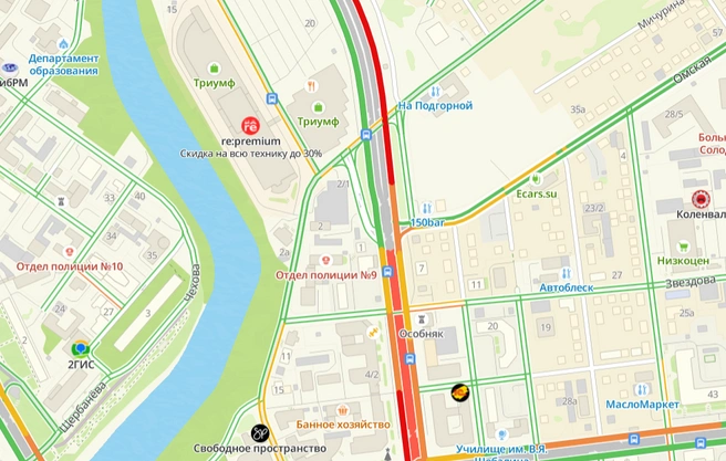 Сейчас на этой улице пробка | Источник: 2gis.ru