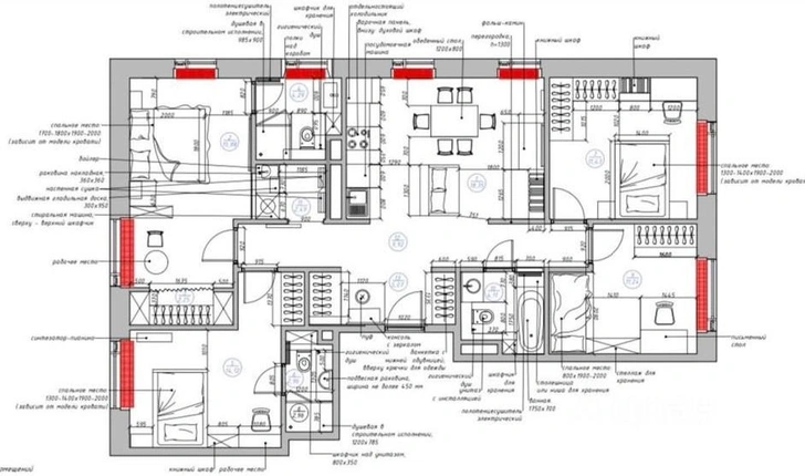 План квартиры 108 м². Проект Любови Лицовой.