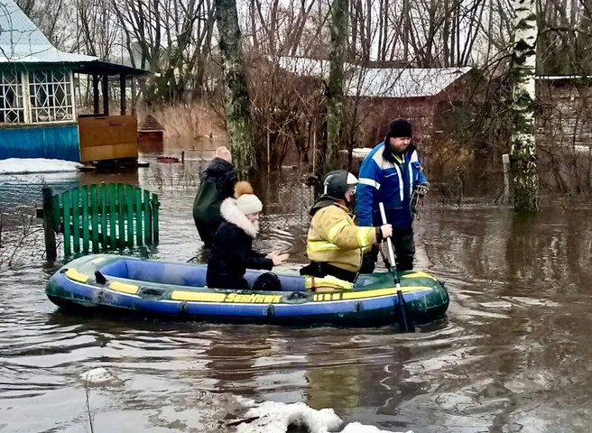 В Сараях спасатели вывезли семью из подтопленного дома на лодке | ya62.ru