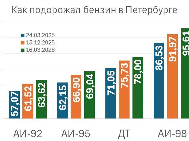 За год топливо подорожало примерно на 11%, что выше официальной инфляции. Основной рост пришелся на октябрь-декабрь. | Источник: «Фонтанка.ру»