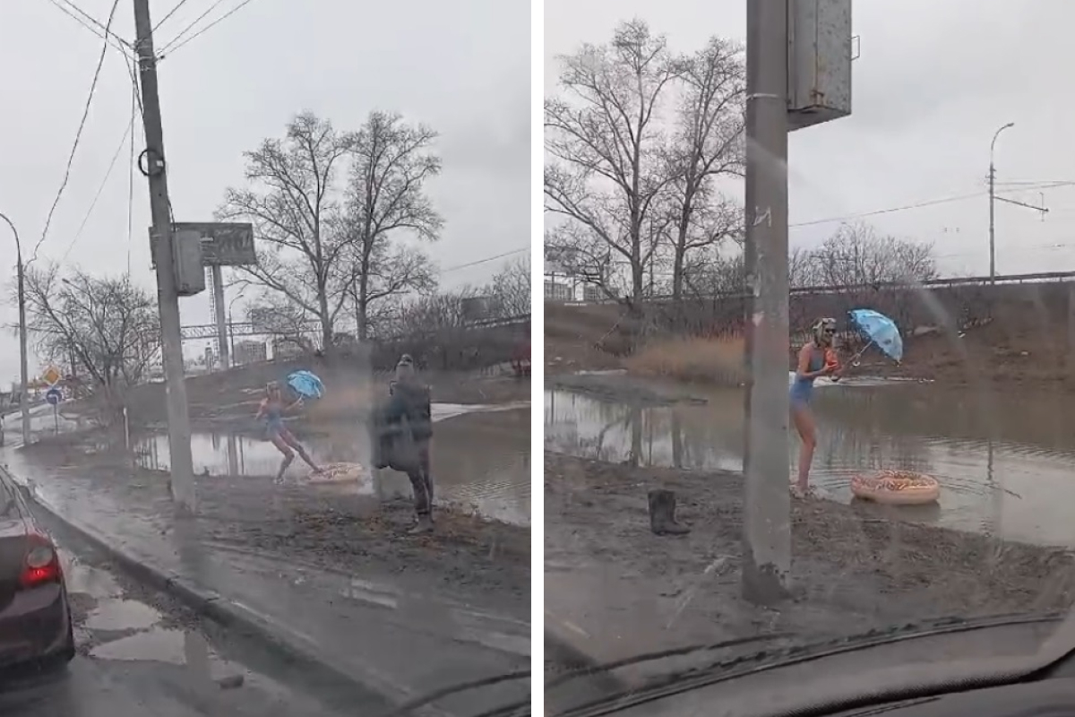 Сибирячки устроили пляжную фотосессию в глубокой луже в Новосибирске —  забавное видео - 2 апреля 2024 - НГС.ру