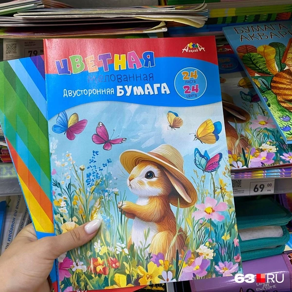 Двусторонняя цветная бумага за 69 рублей (если мы правильно определили ценник) | Источник: Ксения Бирюкова / 63.RU