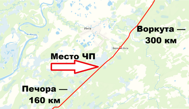 Перегон Инта-1–Угольный — где это? Показываем место крушения поезда Воркута–Новороссийск на карте