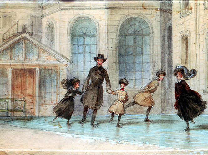 «Великий князь Константин Николаевич с детьми на катке», А.И. Шарлемань, начало 1860-х. Коллекция Подстаницких