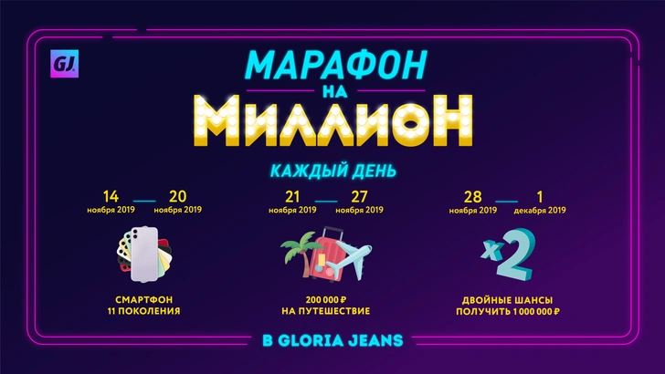 «Марафон на миллион» от Gloria Jeans: участвуй и получай крутые призы!