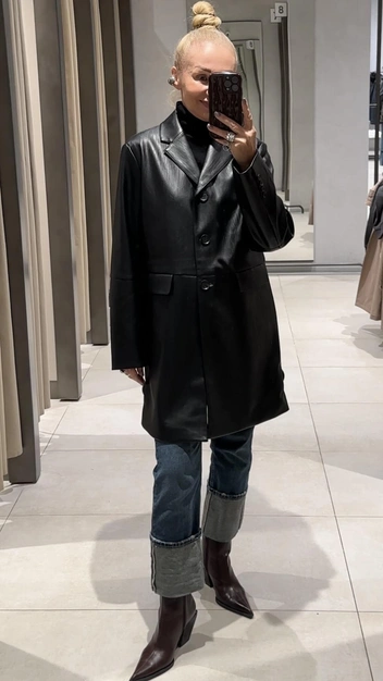 Кожаная верхняя одежда будет на пике | Источник: Оксана Мамедова