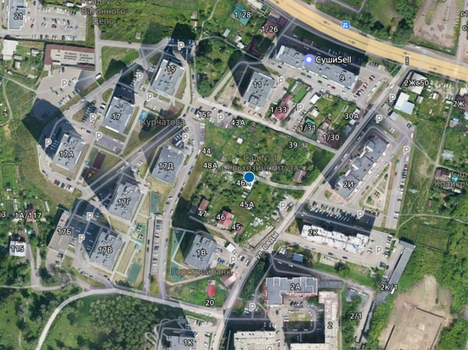 «КБС» застроит зеленый участок с частными домами по центру своего ЖК | Источник: Яндекс Спутник / Публичная кадастровая карта