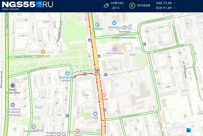 Затор растянулся на несколько километров | Источник: NGS55.RU