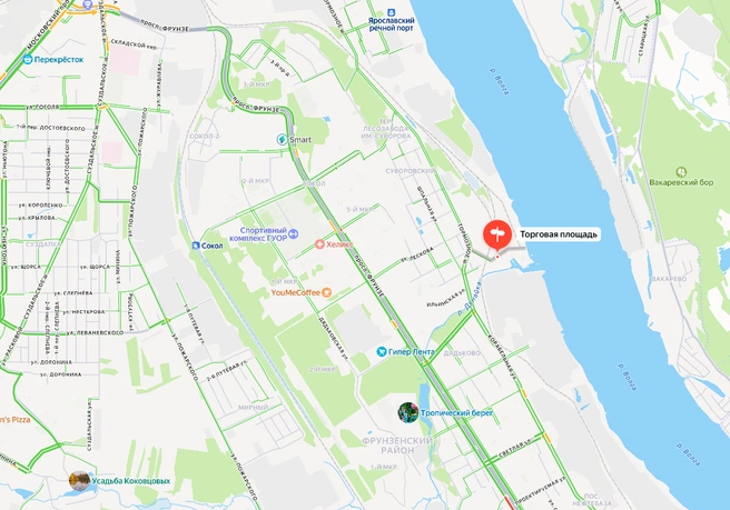 Торговая площадь расположена на берегу Волги во Фрунзенском районе | Источник: Яндекс. Карты