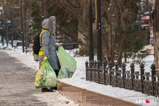 Дворники трудятся с самого утра | Источник: Евгений Вдовин / 161.RU