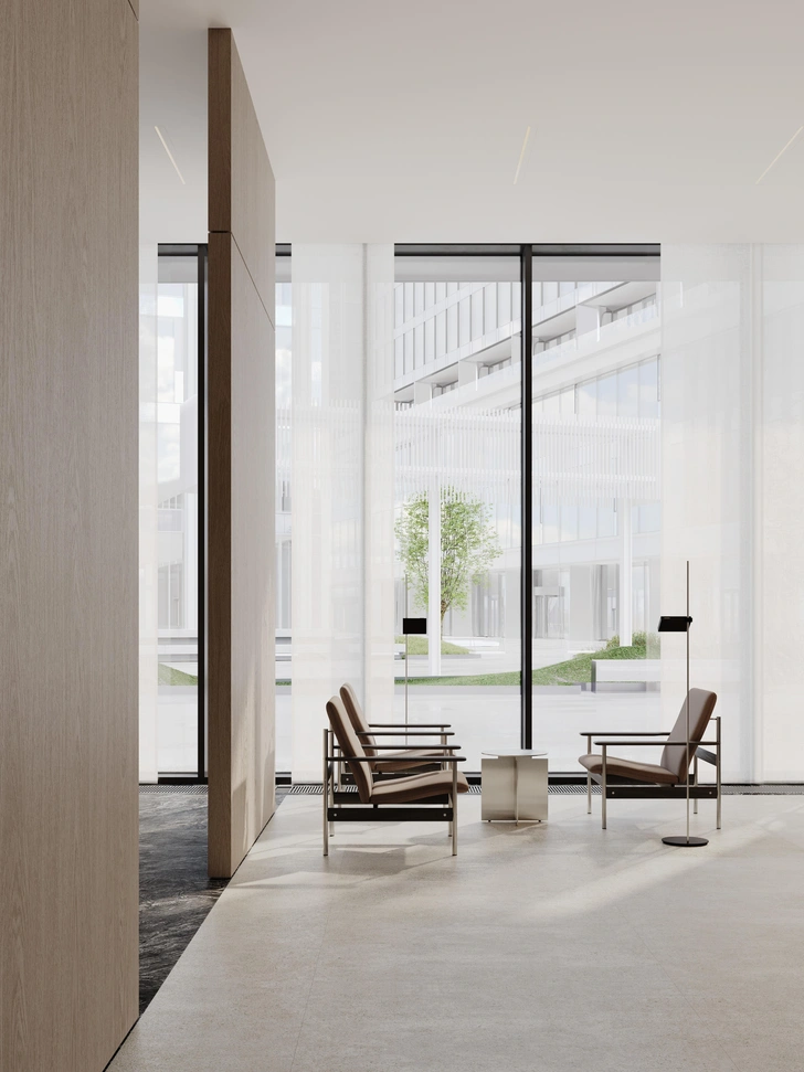 Лаунж-зона в гранд-лобби жилого комплекса STONE Grain