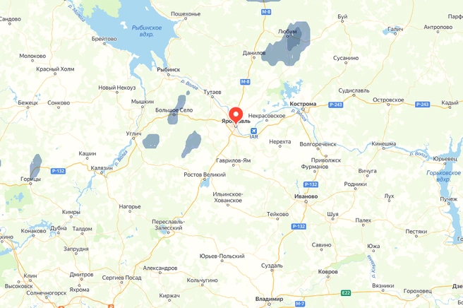 По данным агрегатора, в Ярославле дожди не ожидаются еще два часа | Источник: Яндекс.Погода